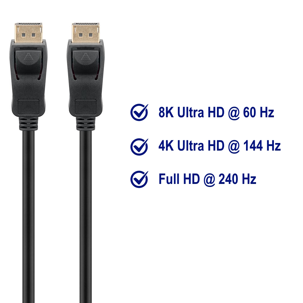 ETek DisplayPort 2.0 Cable - 8K @60Hz / 4K @144Hz - DP Male To DP Male (0.5m To 5m)