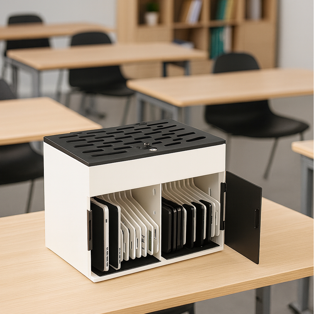 Cubicle Rack Laptop 20-bay Locking Laptop/Tablet Charging Desk Cabinet AC, Laptop up to 15. ...