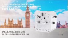 Embedded thumbnail for Adattatore universale da viaggio con spine USA/UK/AUS/CINA e presa Schuko. Con 1 porta USB e 1 Type-C