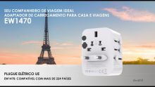 Embedded thumbnail for Adaptador de viagem universal com fichas UE/EUA/REINO UNIDO/AUS e 2 portas USB e 3 Tipo C
