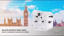 Embedded thumbnail for Adaptador de viaje universal con enchufes USA/UK/AUS/CHINA y toma Schuko. Con 1 puerto USB y 1 Tipo-C 