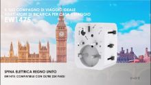 Embedded thumbnail for Adattatore da viaggio universale con prese USA/UK/AUS/CINA e Schuko (tedesche). Con 2 porte USB e 1 Type-C