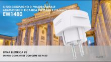 Embedded thumbnail for Adattatore da viaggio universale da Mondo (Europa, Regno Unito, USA, Australia, Cina) a Europa (Schuko)